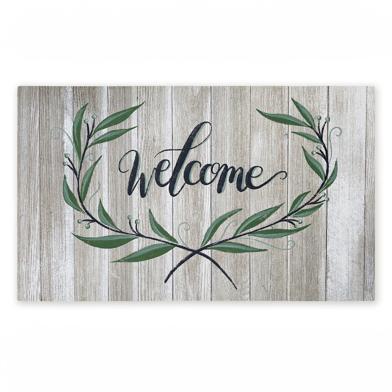 Stupell Industries Welcome over Rustic Shiplap Printed Outdoor Door Mat, design by Amanda McGee, 18"x30"
